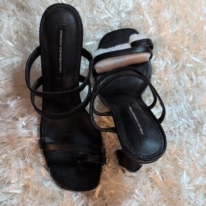 French Connection Black Multi-Strap Heeled Sandals